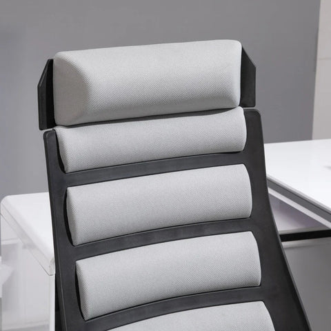 Rootz Bureaustoel - Ergonomische Draaistoel - Schommelfunctie Armleuning - In Hoogte Verstelbaar - Kunstlinnen Staal - Grijs + Zwart -60 x 64 x 112-120 cm