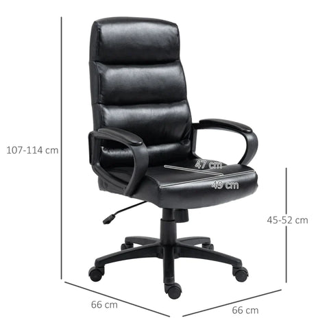 Rootz Office Chair - Swivel Chair With Backrest - Executive Chair - Height-adjustable - Computer Chair - Work Chair - Desk Chair With Rocker Function - Black - 66 x 66 x 107-114 cm
