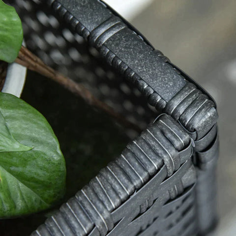 Rootz Flower Box - Raised Bed - Feet Flower Pot - Rattan Raised Bed - Shelf - Brown - 70 x 30 x 72 cm