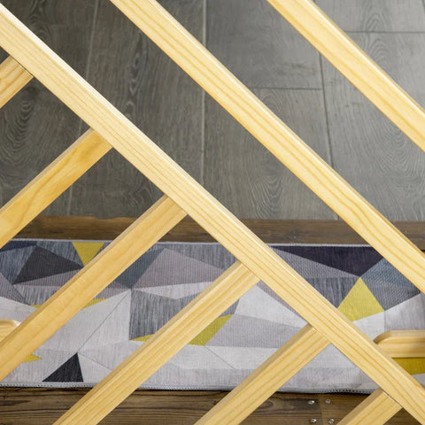 Rootz Barrier Gate - Dog Barrier Gate - Wooden Door Gate - 3 Panel Free Standing Hinged - With Rubber Bumpers Pine - Pine Wood - Natural Wood - 181 x 35 x 76cm