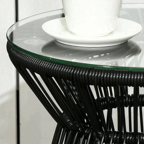 Rootz Garden Table - Boho Style Garden Table - Weather Resistant - PE Rattan - Black - 40cm x 40cm x 42cm