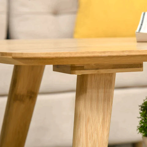Rootz Coffee Table - Side Table - Bamboo Table - Living Room Table - Table With Shelf - Wood - 100x50x50 Cm