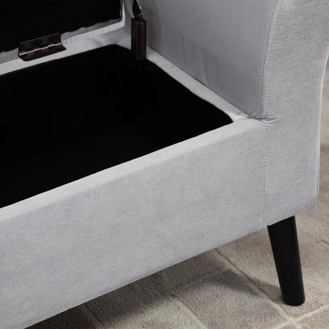 Rootz Bench - Upholstered Bench With Storage Space - Armrests Chest Bench - Modern Hallway - Bedroom - Living Room - Polyester - Rubber - Wood - Light Grey - 111.5 x 41 x 65 cm