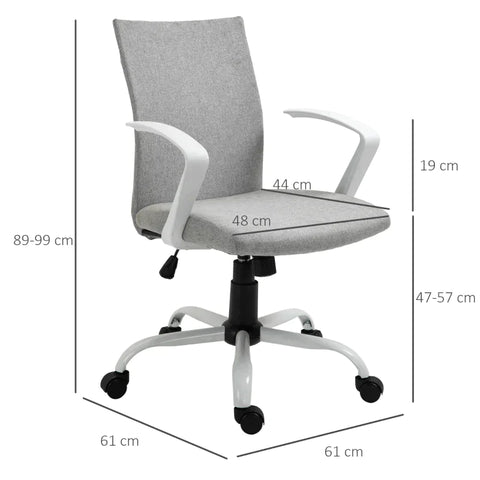 Rootz Office Chair - Desk Chair - Computer Chair - 360° Swivel Wheels - Grey - 61 x 61 x 89-99 cm