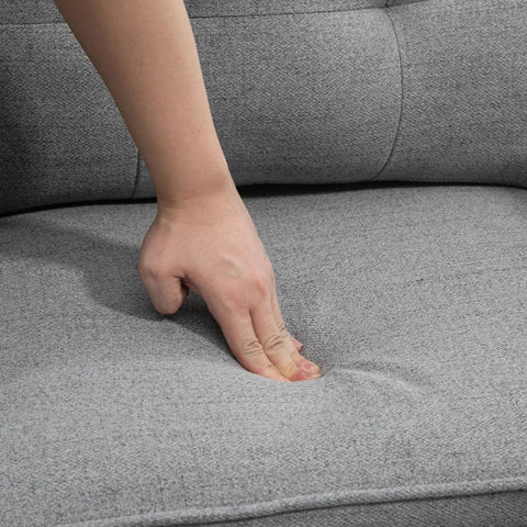 Rootz Accent Chair - Upholstered Chair - Bedroom - Linen Look Upper - Removable Cushions - Living Room - Button Stitch - Black + Gold + Gray - 76L x 68W x 80H cm