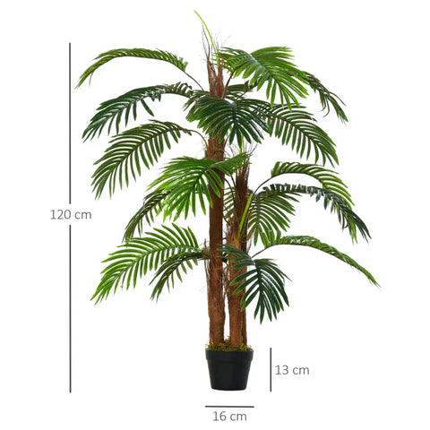 Rootz Artificial Palm Tree - Decorative Plant with 19 Leaves - Nursery Pot - Fake Plastic - Indoor - Outdoor - Greenery - Home - Office - 120 cm