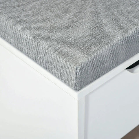 Rootz Shoe Bench - Shoe Storage Bench - Shoe Bench With Cushion - 7 Compartments - Adjustable Shelves - White/Grey - 101 cm x 29 cm x 47.5 cm