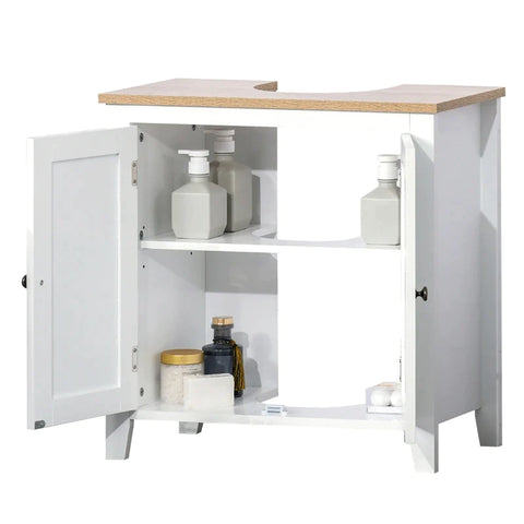 Rootz Bathroom Cabinet - Vanity Cabinet - Storage Cabinet - With Adjustable Shelf - MDF Board - White/Natural - 60 x 30 x 60 cm