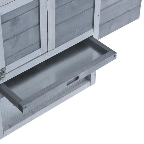 Rootz Chicken Hutch - Bantam Chicken Coop - Chicken House - Removable Floor Pan - Fir Wood - Grey - 150.5 cm x 54 cm x 87 cm