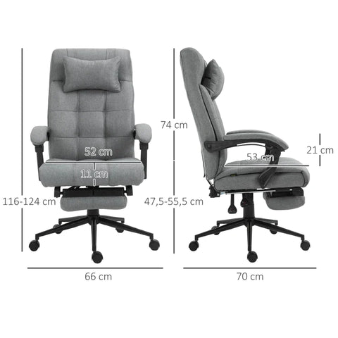 Rootz Office Chair - Armrests Desk Chair - Desk Chair - Swivel Chair - Light Gray - 66 x 70 x 116-124 cm