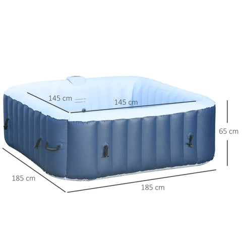 Rootz Whirlpool - Pool - 2-4 People Heating - Bubble Spa 910l Incl - Cover Indoor & Outdoor - White/Blue 185 x 185 x 65 cm