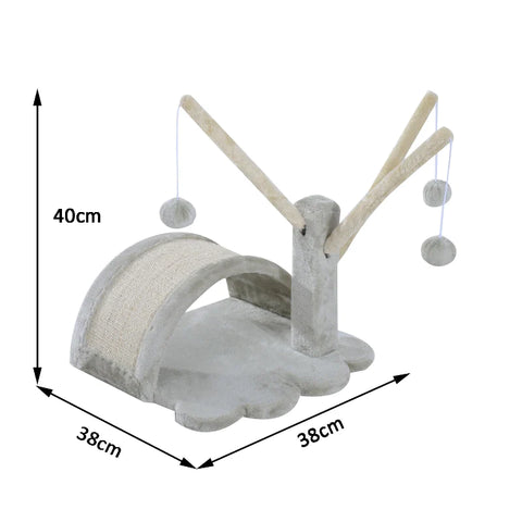 Rootz Scratching Post - Cat Tree - Cat Climbing Tree - Climbing Tree - Cat Tree Scratching House - With Cat Cave - Light Grey - L38 x W38 x H40 cm