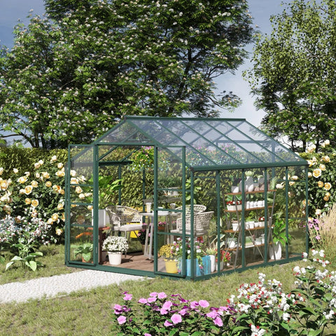 Rootz Greenhouse - Inloopkas - Kas Plantenhuis - Groen/Transparant - 308 x 248 x 226 cm