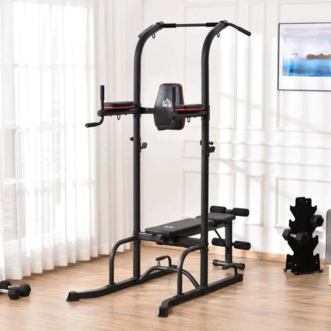 Rootz Krachtstation - Krachtstation Met Optrekstang - Zitbank - Zwart - 187 cm x 110 cm x 220 cm