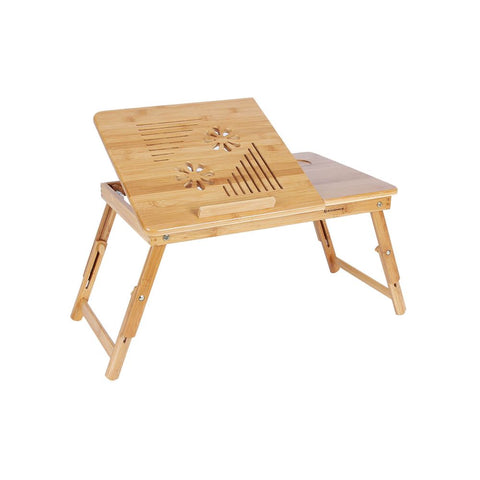 Rootz Laptop Table - Adjustable Laptop Table - Robust And Stable - Versatile - Folding Laptop Table - Mobile Laptop Workstation - Lightweight - Modern Design - Bamboo - Natural - 55 x (21-29) x 35 cm (W x H x D)