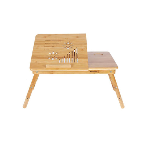 Rootz Laptop Table - Adjustable Laptop Table - Robust And Stable - Versatile - Folding Laptop Table - Mobile Laptop Workstation - Lightweight - Modern Design - Bamboo - Natural - 55 x (21-29) x 35 cm (W x H x D)