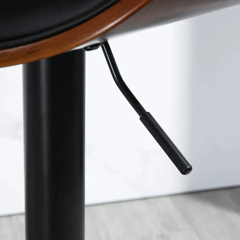 Rootz Bar Stool Set - Height Adjustable - Swivel Faux Leather - Steel Frame - Black - 53 x 50.5 x 112.5 cm