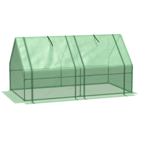 Rootz Greenhouse - Foil Greenhouse - Tomato House - Mini Small Greenhouse with Steel Frame - Zippered Window - Green - 180 x 90 x 90 cm