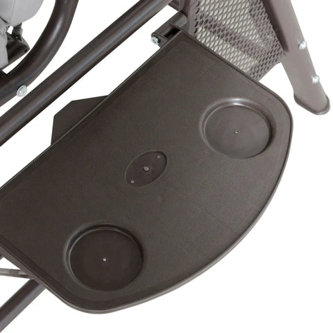 Rootz 2-seater Swing Chair With Canopy - Hollywood Swing - Garden Swing Chair - Metal + Polyester - Grey + Brown - 1.62 x 1.18 x 1.73 m