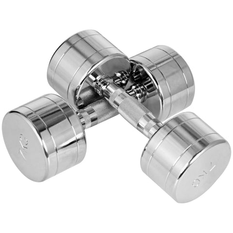 Rootz Dumbbells - Set Of Two Dumbbells - Practical Dumbbell Set - Smooth Surface - Knurled Handle - Compact Shape - 2 x 7 kg - Iron - Silver - 24 x 9 x 9 cm