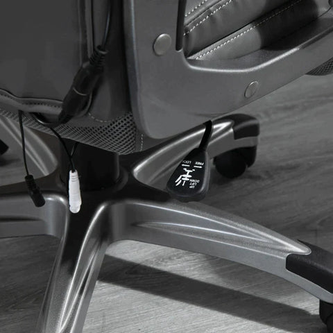 Rootz Office Chair - Massage Chair - 6-point Massage Swivel Chair - Ergonomic Chair - Adjustable In Faux Leather With Curved Headrest And Armrests - Grey - 70 x 76.5 x 114-124 cm