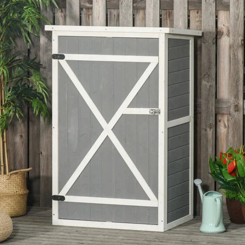 Rootz Garden Shed - Garden Storage Shed - Garden Cabinet - Tool Shed - Garden Tool Shed - Gray - 75 x 56 x 115cm