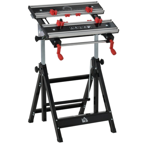 Rootz Work Bench - Foldable Work Bench - Tool Stand - Adjustable Height and Clamps - Carpenter Saw Table - 55 cm x 50 cm x 108 cm