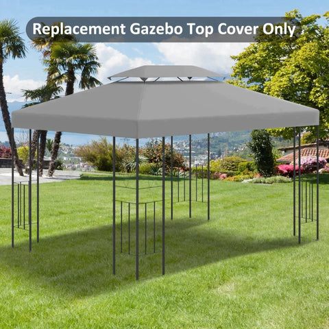 Rootz Replacement Canopy - Gazebo Canopy - Replacement Cover - 2 Tier Top Roof - UV Cover - Sun Awning Shelters - Light Grey - 3 x 4 m