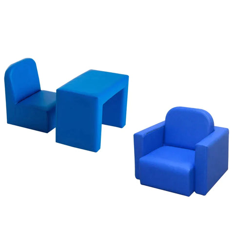 Rootz 2-in-1 Children's Sofa - Table And Chair Set - Multifunctional For Children - Children's Couch - Children's Armchair - Mini Sofa - Blue
