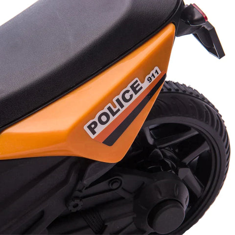 Rootz Children's Police Electric Motorcycle -  Police Motorcycle - Electric Car Stroller - Police Lights - Electric Quad - Orange/Black - 69 x 39 x 43 cm