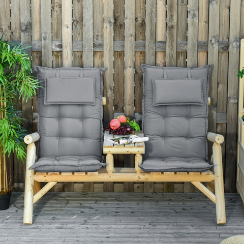 Rootz 2 Pcs. Garden Chair Cushion Seat - Chair Pad - Pad For Garden Chair - Seat Cushion With Backrest - Indoor And Outdoor Use - Dark Grey - 120 x 50 x 9 cm