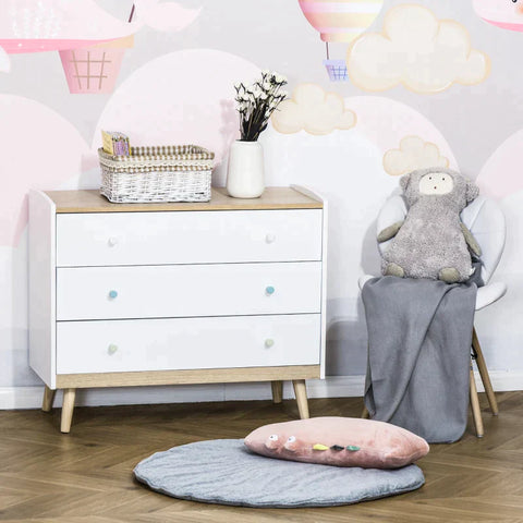 Rootz Children's Chest - Kids Cupboard - Baby Cabinet - Chest - 3 Drawers - White