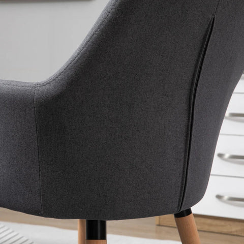 Rootz Dining Chair - Kitchen Chair - Armchair - Living Room - Wooden Legs - Dark Gray/Natural - 56 cm x 60 cm x 85 cm