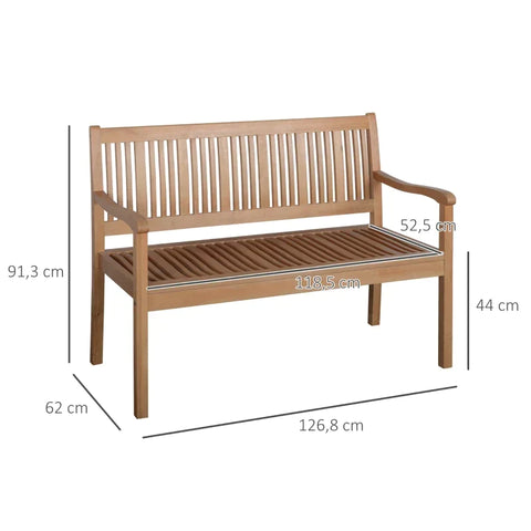 Rootz Garden Bench - 2-Person Garden Bench - Bench -  Wooden Bench - Poplar Wood - Yellow - 126.8 x 62 x 91.3 cm