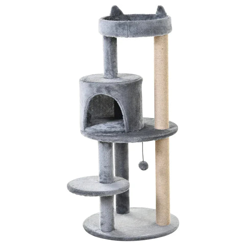 Rootz Krabpaal - Cat Activity Tree - Krabpalen - Kattengrot - Kattenhuis - Grijs - 48x48x104 cm