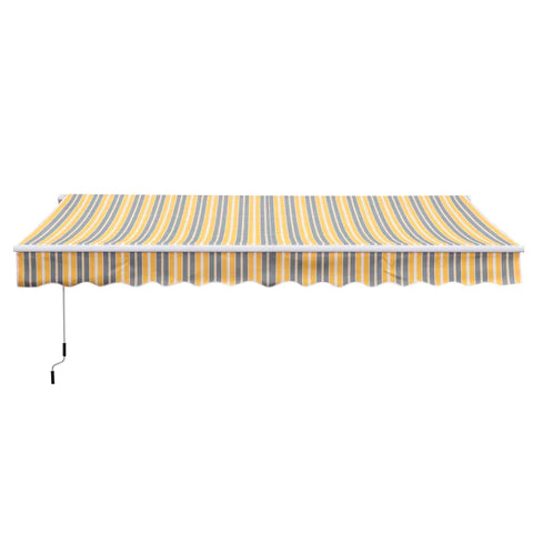 Rootz Awning - Articulated Arm Awning - Sun Protection - Hand Crank - Aluminum + Polyester - Yellow Grey - 3.5 X 2.5 m