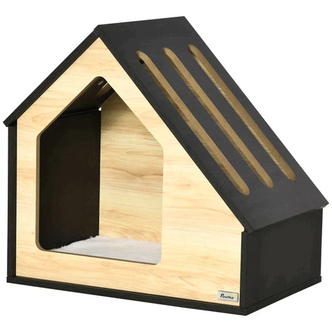 Rootz Hondenkennel - Hondenhok - Knaagdierenhok - Geïsoleerd Hondenhok - Met Terras Asfaltdak - Weerbestendige Hut - 60 x 40 x 59,2 cm