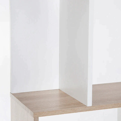 Rootz Bookcase - S Shape Bookcase - 5-Tier - Brown/White - 60cm x 24cm x 184.5cm