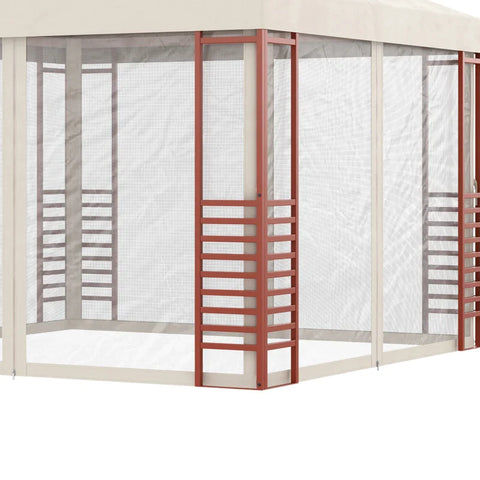 Rootz Garden Pavilion - Up To 15 People - Soft Top - Fly Nets - Steel Frame - Beige - 296 x 296 x 260 cm