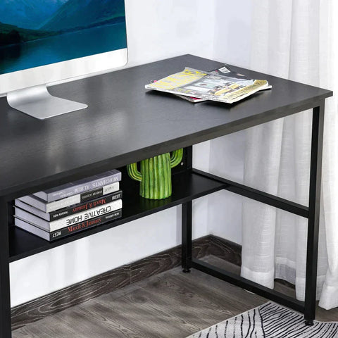 Rootz Desk - Computer Table - Office Table - Study Writing Table - Storage Shelf - Black - 120 cm x 60 cm x 75 cm