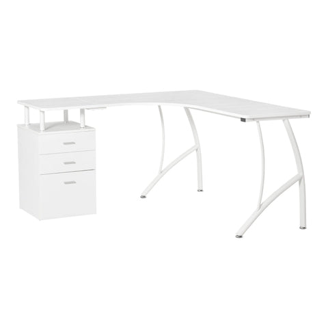 Rootz Desk - L-Shaped Desk - Computer Desk - Table L-Shaped - White - 143.5 x 143.5 x 76 cm