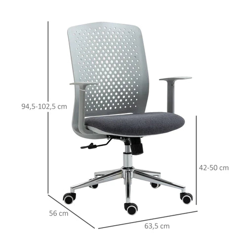 Rootz Office Chair - Computer Chair - Swivel Chair - Grey - 63.5W x 56D x 94.5-102.5H cm