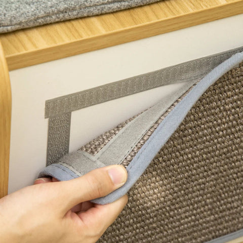 Rootz Cat House - Cat Cave - Lying Area On The Roof - Scratching Wall - For Cats Up To 5kg - Wood + Gray + White - 70 x 40 x 40cm