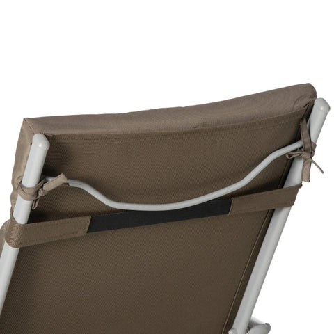 Rootz Garden Lounger - Sun Lounger - Beach Lounger - Foldable - Adjustable - With Cushion - Metal/Fabric - Brown/Silver - 137 x 63.5 x 100.5 cm