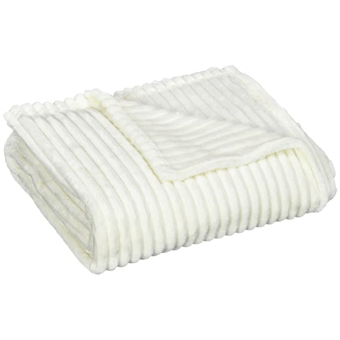 Rootz Fleece Blanket - Light & Soft - Indoor And Outdoor - Comfortable Blanket - Ideal Couple's Blanket - For 2 People - Cream White - 203L x 152W x 0.5D cm