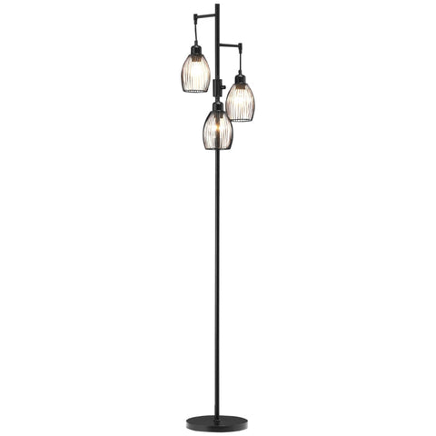 Rootz Floor Lamp - Industrial Design With 3 Lampshades - E27 bulbs - Steel - Black - 30 cm x 30 cm x 170.5 cm