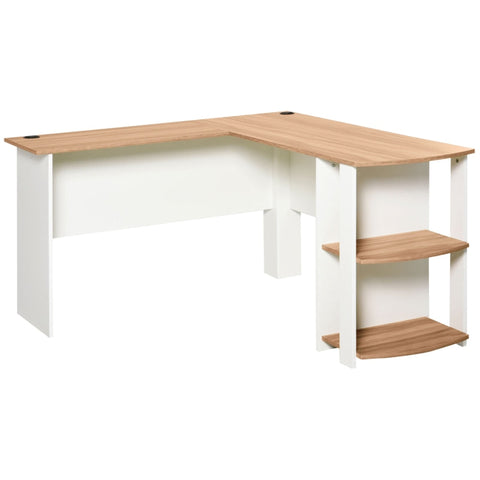 Rootz Desk - Corner desk - Computer desk - Storage compartments - Office -Walnut/White - Cable management - Processed Wood