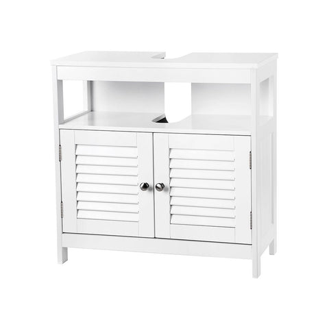 Rootz Washbasin Cabinet - Louvered Doors Washbasin Cabinet - Vanity Unit - Bathroom Cabinet - Vanity Cabinet - MDF Board - White - 60 x 60 x 30 cm (W x H x D)