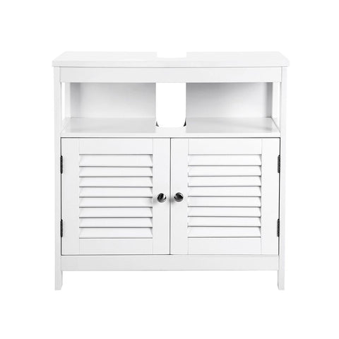 Rootz Washbasin Cabinet - Louvered Doors Washbasin Cabinet - Vanity Unit - Bathroom Cabinet - Vanity Cabinet - MDF Board - White - 60 x 60 x 30 cm (W x H x D)