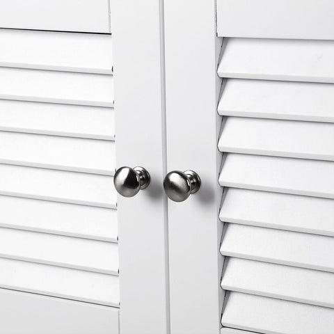 Rootz Washbasin Cabinet - Louvered Doors Washbasin Cabinet - Vanity Unit - Bathroom Cabinet - Vanity Cabinet - MDF Board - White - 60 x 60 x 30 cm (W x H x D)